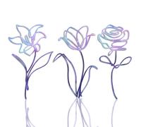 Oubasa Juego de 3 piezas de arte de pared de flores de metal, decoración rústica morada para baño, decoración minimalista de pared para cocina, dormitorio, sala de estar, regalos de inauguración de la