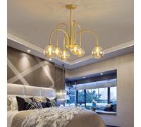 OUBBDVRT Candelier de Glass Globe Candelier LED Modern Gold Iron Techo Accesorio Colgante Colgante Compatible con Cocina de Vivienda de Dormitorio, lámpara de araña