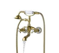 OUBBDVRT Grifo de bañera Luxury Dorado esmalor de bañera de maricón Estilo Toque Estilo con rociador Ducha de Ducha Gira bañera Agua Caliente y fría, Estilo Dorado 2