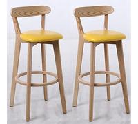 OUBBDVRT Juego de 2 taburetes Amarillos, Modernas sillas de mostrador de Cocina de Madera Maciza con Espaldas y reposapiés, Elegantes Asientos de Bar de Desayuno para Uso en el hogar y la Isla