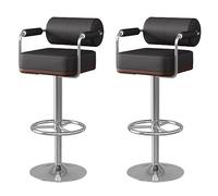 OUBBDVRT Juego de 2 taburetes de Bar giratorios Ajustables con Espalda y reposapiés, sillas de Altura de mostrador de Cuero Falso para cenas de la Isla de Cocina, Verde Moderno con pies Plateados