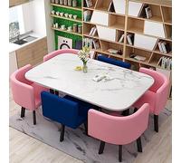 OUBBDVRT Mesa de Comedor Moderna de 7 Piezas para 6, Elegante Mesa de Bar y sillas para Cocina, Sala de Estar y Restaurante, Muebles contemporáneos (C 90x150cm)