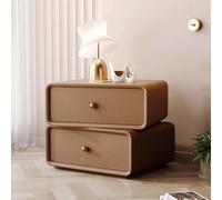 OUBBDVRT Moderra de Noche de 360 Grados de 360 Grados con 2 cajones Mesa de Fin de Color marrón Oscuro para Dormitorio o Sala de Estar Elegante Muebles de Noche para Espacios pequeños 40x40x48cm