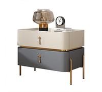 OUBBDVRT Monedero de la Noche Moderno de Mediados de Siglo con Patas de Metal 2 cajones de Almacenamiento Decoración del hogar Mesa Auxiliar para Sala de Estar Beige+Gris Blue Fin Table 40x40x50cm