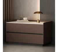 OUBBDVRT Palabra de Noche de Madera sólida con 2 cajones para la Cocina de la Sala de Estar Color de café Oscuro