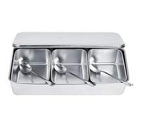 Oubit 3 Rejillas Tarros de Especias, Juego De Caja para Condimentos Organizador Especias, Caja de Condimentos de Acero Inoxidable, Especiero Cocina, Botes para Especias con Cucharas y Tapas