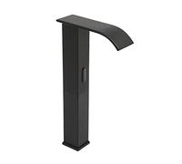 OUBUBY Mezclador de lavabo con sensor infrarrojo para baño, grifo monomando sin contacto, grifo con sensor automático para el hogar, restaurante, centro comercial (negro)
