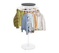 OUBUBY Perchero redondo giratorio de metal, 140 cm, portátil, multifuncional, para tiendas, dormitorios, tiendas (blanco)
