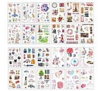 Ouceanwin 24 Hojas Pegatinas Plantas Flores Scrapbooking Stickers Bullet Journal Pegatinas Decorativas Autoadhesivas Viajes Bosques Pegatinas para Álbumes de Recortes Cuaderno Calendario Diario