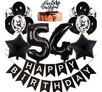 Ouceanwin Globos 54 Cumpleaños Hombre, Decoración Cumpleaños 54 años Mujer, Negro Decoración para Tartas de Cumpleaños 54 Cake Topper Happy Birthday, Decoracion Fiesta 54 años Cumpleaños Adulto