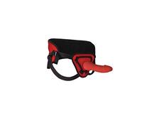Ouch! Deluxe Silicone Strap On 10 Inch Rojo Dildo de Silicona con Arnés - 403 gr