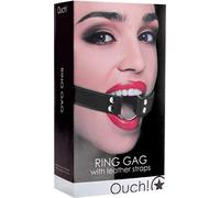 Ouch! Dreamlove Mordaza con Cinta de Cuero Negro - 1 Unidad