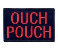 Ouch Pouch Broche Bordado de Gancho y Parche de Gancho y bucle de cierre, Negro rojo