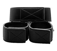 Ouch! Reversible Collar And Wrist Cuffs Negro Esposas con Lado en Piel y Otro en Neoprene - 321 gr