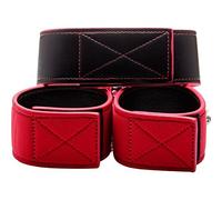 Ouch! Reversible Collar And Wrist Cuffs Rojo Collar y Esposas con Lado en Piel y Otro en Neoprene - 321 gr