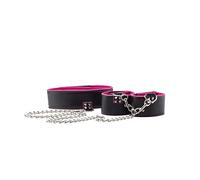 Ouch! Reversible Collar And Wrist Cuffs Rosa Collar y Esposas con Lado en Piel y Otro en Neoprene - 321 gr