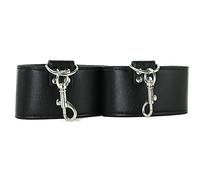 Ouch! Reversible Wrist Cuffs Negro Esposas con Lado en Piel y Otro en Neoprene - 126 gr