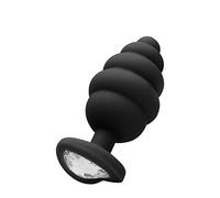 Ouch! - Shots Large Ribbed Diamond Heart Plug - Black 84 ml
