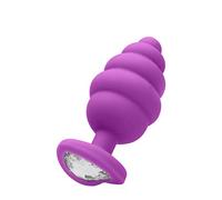 Ouch! - Shots Large Ribbed Diamond Heart Plug - Purple 84 ml