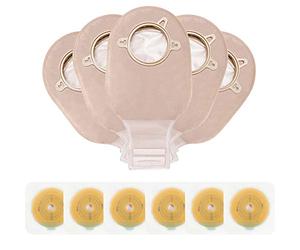 Ouchan - Bolsa de dos piezas para la ostomía, con tarjeta de medida, cuidado del estoma de la colostomía, corte a medida, aprobado por la FDA. BD17141, Two Piece With Closure 15PCS, 100