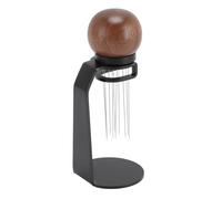 OUCRIY Agitador de café tipo aguja con soporte, aguja de acero inoxidable, mango de nogal, distribuidor profesional de café para hacer café
