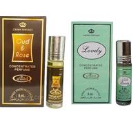 Oud Rose & Lovely Concentrated Perfume Oil Pack of 2 | Long-Lasting Alcohol-Free Attar for Men & Women | 6ml Each Roll-On