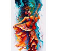 OuDeZjzhu Cuadro en lienzo para pared, 58 x 90 cm, diseño de bailarina flamenca en una fogata, cuerpo completo, sin marco