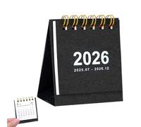 OUDQFCJ 1 pieza Calendario de Sobremesa 2025-2026,Mini Calendario de Bolsillo para el Hogar Oficina Escuela, Negro Calendario