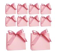 OUDQFCJ 10 Bolsas de Regalo Mini con Lazos, Bolsas de Papel para Navidad, Fiesta, Cumpleaños, Boda (11,5× 4,5× 10 cm) (Rosa)
