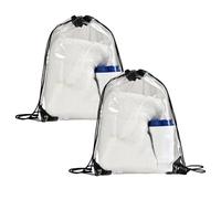 OUDQFCJ 2 Bolsas Transparentes, Mochila Transparente con Cordón, Bolsa Deportiva, Mochila Escolar, Bolsa de Gimnasio para Viajes, Natación, Festivales, Bolsa Clear Bag (34 x 42 cm)