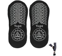 OUDQFCJ 2 pares de calcetines antideslizantes para mujer y hombre, ideales para yoga, pilates, danza, barre, trampolín, uso en casa o hospital
