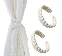 OUDQFCJ 2 piezas Boho Alzapaños Cortinas Trenzados a Mano, Decorativos Ligeras y Exterior, Accesorios para Dormitorio, Cuerda de Yute Natural, Bohemios, Curtain Tiebacks (24 x 2 cm) (Marrón)