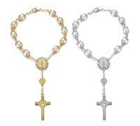OUDQFCJ 2 piezas de rosario cruz espejo retrovisor coche colgante rosario cruz decoración decoración regalos para mujeres hombres