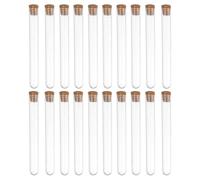 OUDQFCJ 20 Pcs Tubos de Ensayo de Plástico Transparente con Tapón de Corcho para Flores, Sales de Baño, Dulces, Mesa de Laboratorio, Tubos para Flores 15 x 100mm Transparente