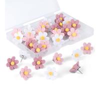 OUDQFCJ 20 Piezas Chinchetas Decorativas en Forma de Flor para Tableros de Corcho, Alfileres para Tablero de Anuncios, Pins para Oficina, Escuela y Hogar