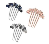 OUDQFCJ 3 Pcs Peine de Imitación de Diamante de Peinetas para el Pelo con Diseños de Mariposas y Flores Peines Laterales para Mujeres y Niñas Ideal para Peinados Nupciales