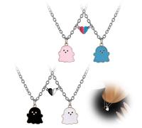 OUDQFCJ 4 Collares de Amistad BFF para 2 Niñas, Collares Personalizados con Colgante de Corazón y Diseño de Puzzle Magnético, Regalo para Amigas, Mujeres y Niñas (Plata)