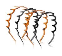 OUDQFCJ 4 Pcs Diademas Mujer Zickzack con Diseño de Dientes de Tiburón, Cinta para el Pelo Ondulada de Plástico para Maquillaje, Deporte, Fitness y Uso Diario para Mujeres y Niñas (Negro/Leopardo)