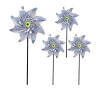 OUDQFCJ 4 piezas Molino de Viento Reflectante Anti Vogel para Control de Aves, Repelente, Molino de Viento Antipájaros, Molinillo de Viento para Jardín y Granja (Plata)