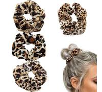 OUDQFCJ 4 Unidades De Lazos Para El Pelo De Terciopelo Con Estampado De Leopardo, Lazos Para El Pelo Retro, Lazos Elásticos Para El Pelo, Coleteros, Accesorios Para El Cabello