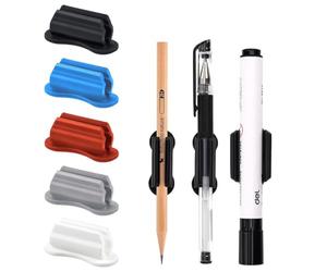 OUDQFCJ 5 Piezas Porta Bolígrafos Adhesivo, Organizador de Escritorio, Soporte para Plumas y Plumier, de Silicona para Pared y Portapapeles, Marcadores, Accesorios de Oficina (de Cinco Colores)
