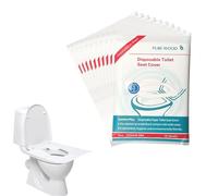 OUDQFCJ 50 Piezas Protector WC, Toilet Seat Cover, Asiento De Inodoro Universales, Biodegradable, Spülbarer, Niños y Adultos, para Baños Públicos, Viajes, Aire Libre, Hoteles (425 x 360 mm)
