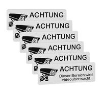 OUDQFCJ 6 Carteles de Videovigilancia, Autoadhesivos de Aluminio, Cartel Zona Videovigilada, Placa de Cámara de Vigilancia para Interior y Exterior, 85mm×30mm