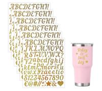 OUDQFCJ 6 hojas doradas brillantes autoadhesivas, pegatinas de vinilo resistentes a la intemperie, letras adhesivas para puerta, buzón, pegatinas con texto deseado