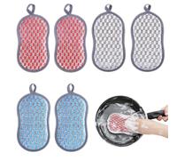 OUDQFCJ 6 Unidades Estropajo Cocina de Microfibra Reutilizable con 2 Lados Potentes para Limpieza Profunda de Suciedad Difícil (Cepillo para Cabello)