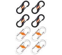OUDQFCJ 8 Piezas Mosquetones en Forma de S de Acero Inoxidable, Mini Mosquetón con Doble Resorte y Cierre de Seguridad para Llaveros y Actividades al Aire Libre