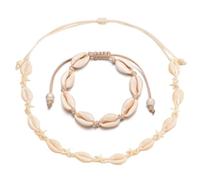 OUDQFCJ Juego de 2 pulseras de concha, collar de concha, cadena de concha natural, collar de concha, 55 cm, Shells