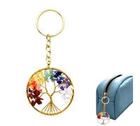 OUDQFCJ Llaveros Originales del Árbol de la Vida, Hermosa Ronda 7 Chakra Cura el Árbol de la Vida de Cristal Regalo Mama Llavero Mujer Llavero Piedra Preciosa con Tarjetas