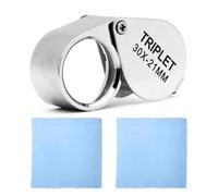 OUDQFCJ Lupa Plegable para Joyería, Gemas, Diamantes, Sellos, Monedas, Antigüedades y Relojes, de Bolsillo de Acero Inoxidable, para Monedas, de Joyería, de Impacto, Relojero, Numismatica (30X)