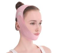 OUDQFCJ Mascarilla V-Line & Mentonera Ajustable - Reductor de Papada para Rostro Firme y Cómodo, Adecuado para Todas las Formas de Cara, Banda Lifting Facial (Rosa)